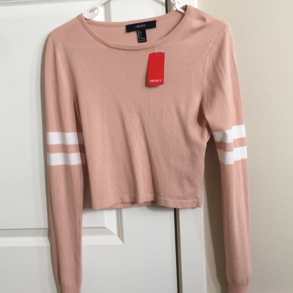 NWT Long Sleeve Peach Crop Top Shirt